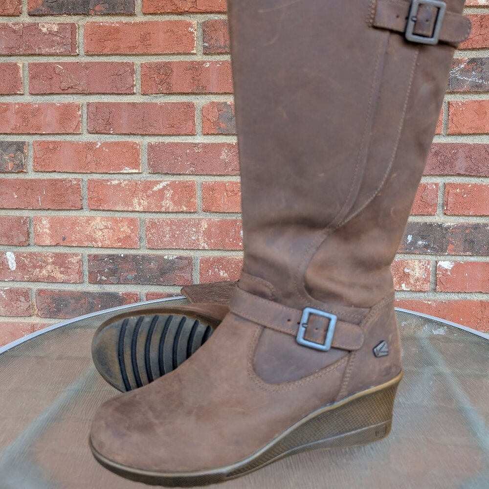 Women's KEEN Brown Leather Mid Calf Boots Size 8.5